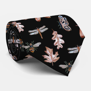 Corbata Patrón de la naturaleza necktie negro y cobre