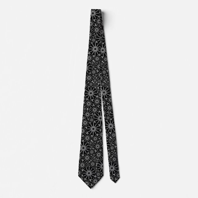 Corbata Patrón de la rueda de la estrella III - Negro sobr (Anverso)