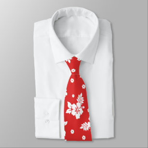 Corbata Patrón de la Seamless Roja Hawai Aloha