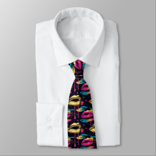 Corbata Patrón de labios de arte pop negrita con detalles 