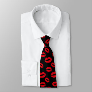 Corbata Patrón de labios rojos negro moderno