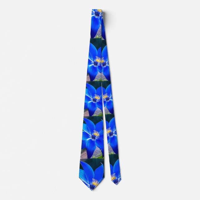 Corbata Patrón de las flores azules profundas (Anverso)