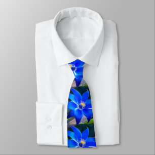 Corbata Patrón de las flores azules profundas