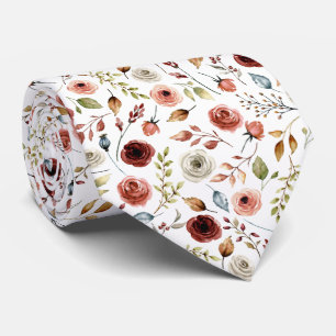 Corbata Patrón de las flores de color de agua de terracota