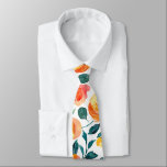 Corbata Patrón de las flores de color de agua del Naranja<br><div class="desc">Flores de color de agua ruidosas amarillas y Naranjas Patrón de puntas de cuello</div>
