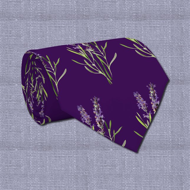 Corbata Patrón de lavanda de época - en púrpura oscuro (Subido por el creador)