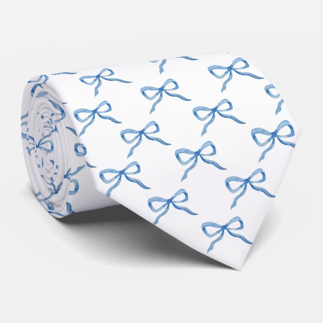 Corbata Patrón de lazo de acuarela azul (Enrollado)