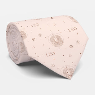 Corbata Patrón de Leo del Zodiaco en Marrón y Burdeos