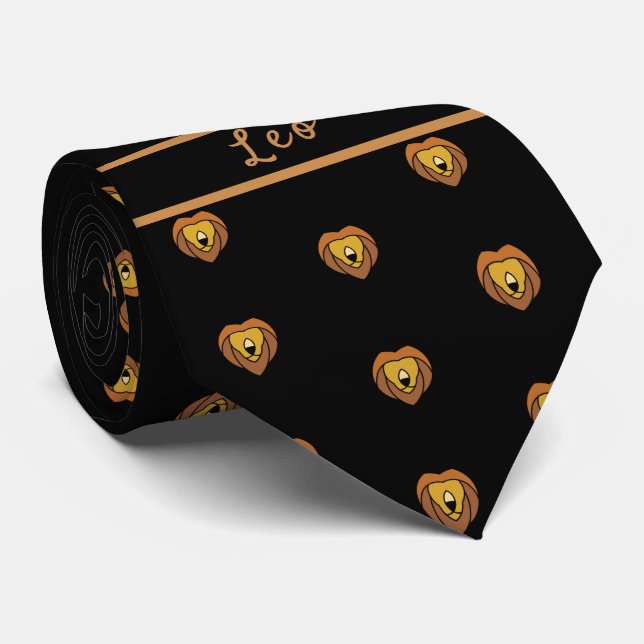 Corbata Patrón de León Leo Monograma Astrología (Enrollado)