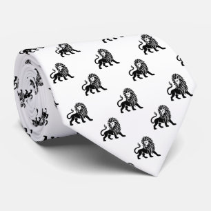 Corbata Patrón de león - Negro sobre blanco