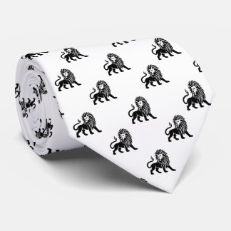 Corbata Patrón de león - Negro sobre blanco