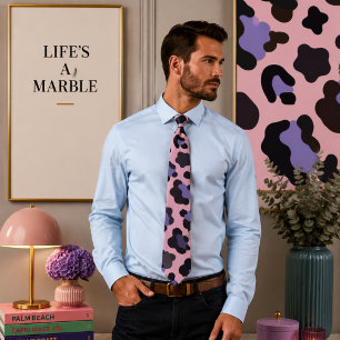 Corbata Patrón de leopardo azul y rosa