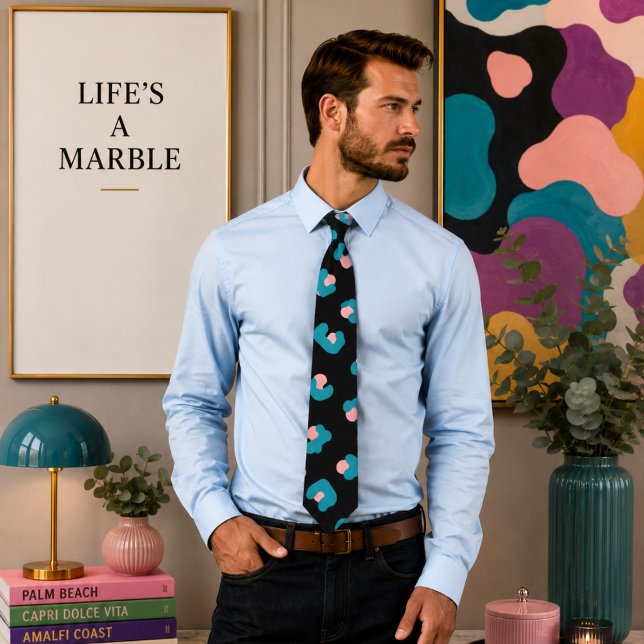 Corbata Patrón de leopardo azul y rosa (Subido por el creador)