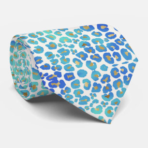 Corbata Patrón de Leopardo de oro azul