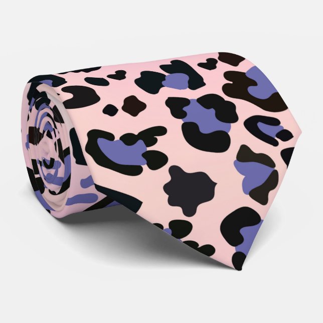 Corbata Patrón de leopardo rosa y azul (Enrollado)