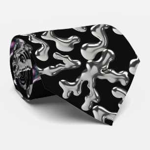 Corbata Patrón de letras ondulantes - WIGLET01🧬.Fondo neg