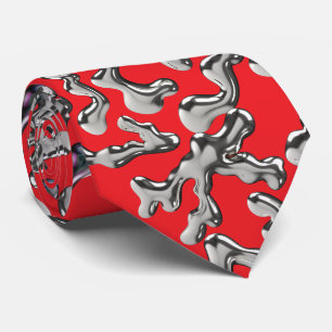 Corbata Patrón de letras ondulantes - WIGLET01🧬.Fondo Roj