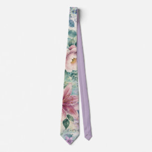 Corbata Patrón de libélula floral acuarela