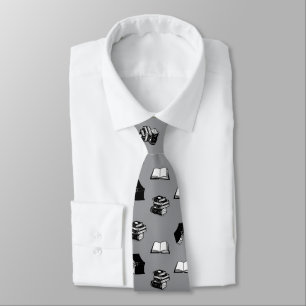 Corbata Patrón de libro bibliográfico moderno gris
