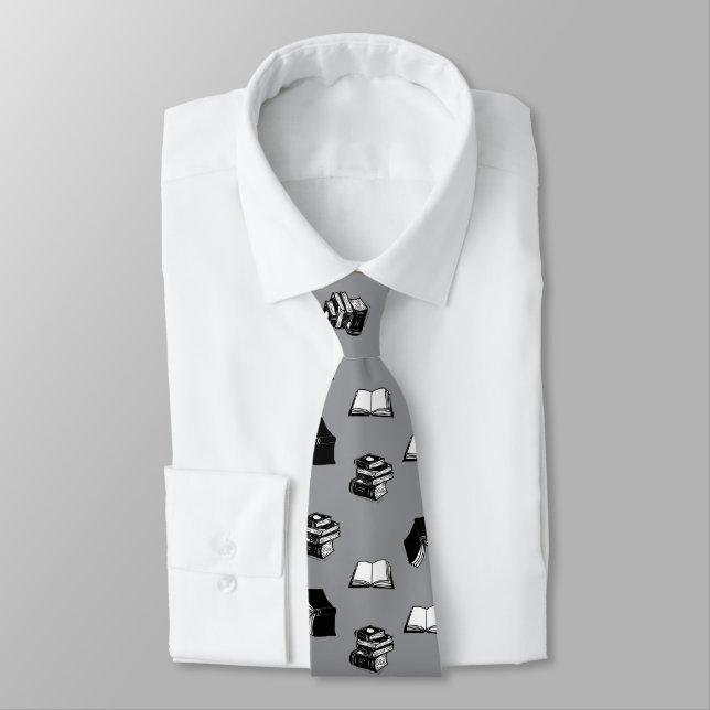 Corbata Patrón de libro bibliográfico moderno gris (Atado)