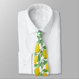 Corbata Patrón de limón blanco verde amarillo