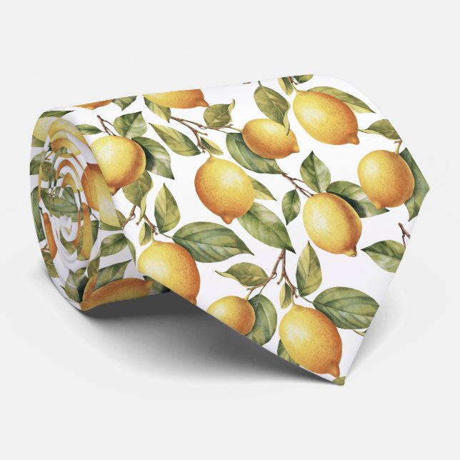 Corbata patrón de limón cítrico (Enrollado)