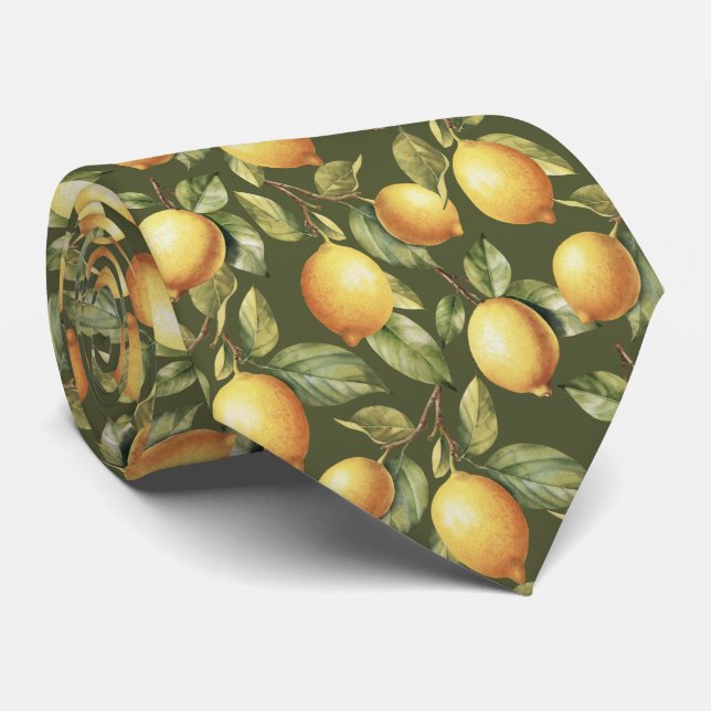 Corbata patrón de limón cítrico (Enrollado)