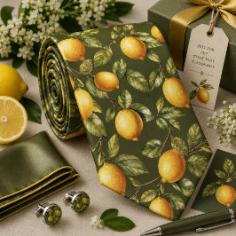 Corbata patrón de limón cítrico