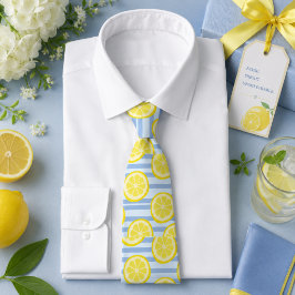 Corbata patrón de limón cítrico