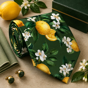 Corbata patrón de limón cítrico
