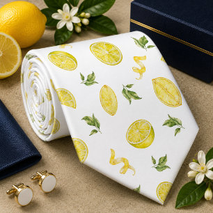 Corbata patrón de limón cítrico