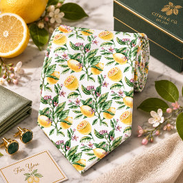 Corbata patrón de limón cítrico