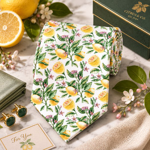 Corbata patrón de limón cítrico