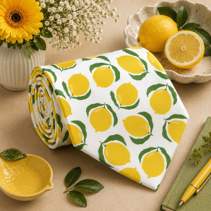Corbata patrón de limón cítrico