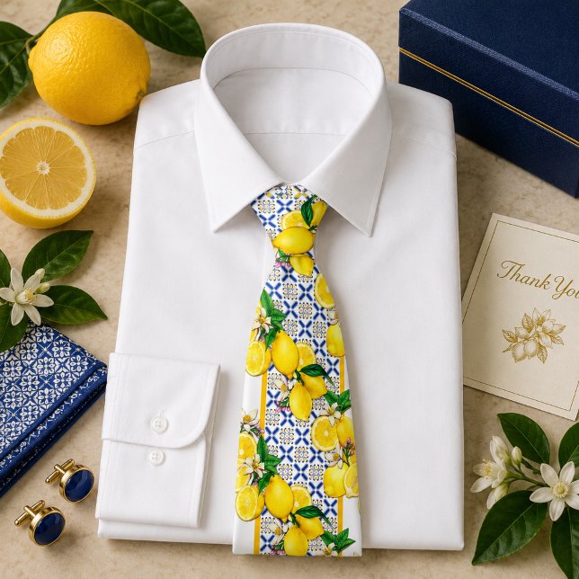 Corbata patrón de limón cítrico mediterráneo (Subido por el creador)