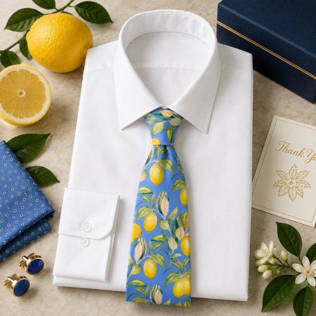 Corbata patrón de limón cítrico mediterráneo (Subido por el creador)