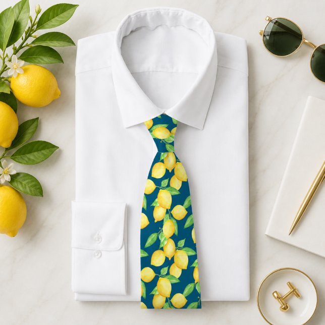 Corbata patrón de limón cítrico mediterráneo (Subido por el creador)