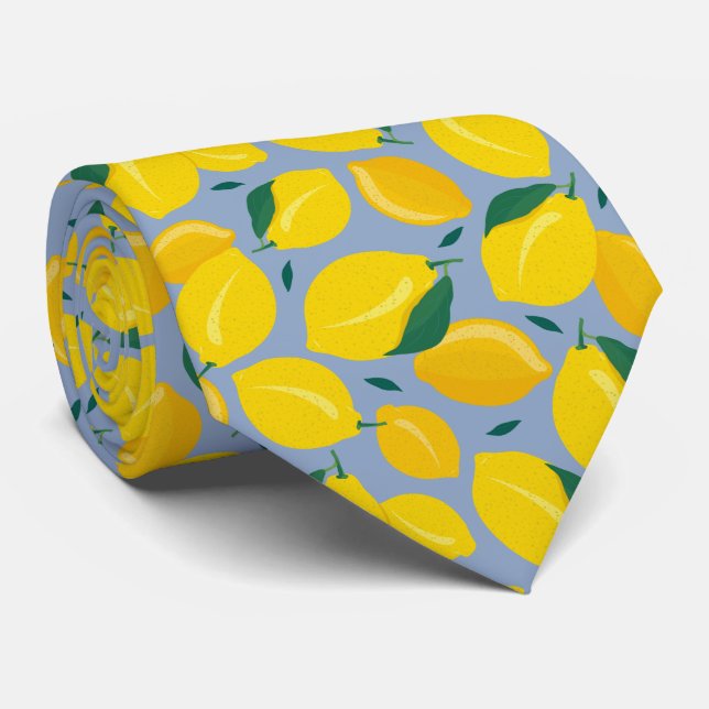 Corbata Patrón de limón cítrico mediterráneo (Enrollado)