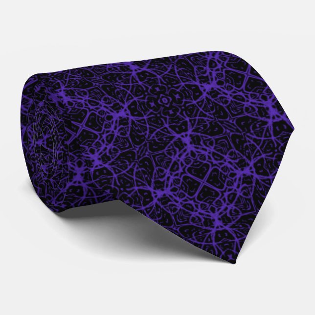 Corbata Patrón de línea rastrillada violeta púrpura abstra (Enrollado)