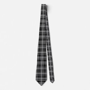 Corbata Patrón de líneas de verificación en blanco negro