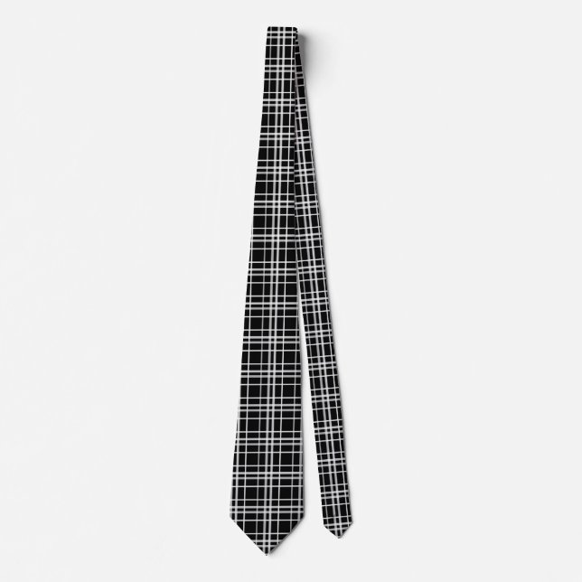 Corbata Patrón de líneas de verificación en blanco negro (Anverso)