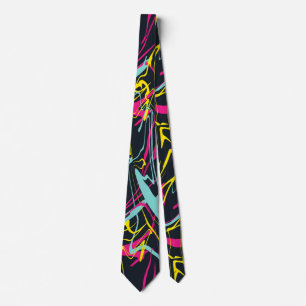Corbata Patrón de líneas memphis abstractas coloridas