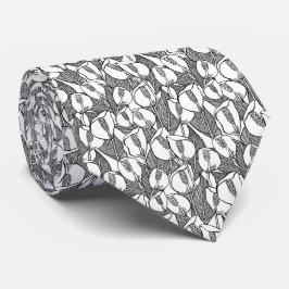 Corbata Patrón De Lirio De Paz Blanco Y Negro
