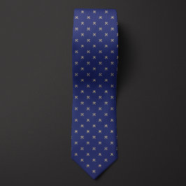 Corbata Patrón de llave azul y dorada