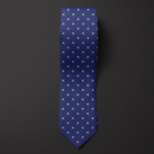 Corbata Patrón de llave azul y dorada