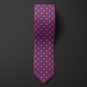 Corbata Patrón de llave morada y dorada