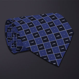 Corbata Patrón de logotipo de tablero de ajedrez azul