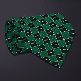 Corbata Patrón de logotipo de tablero de ajedrez verde