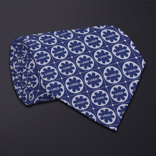 Corbata Patrón de logotipo redondo azul