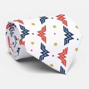 Corbata Patrón de logotipo rojo y azul de mujer maravilla